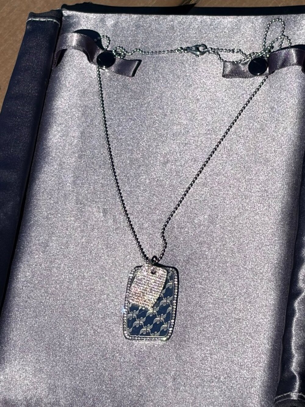 Elegant Swarovski Crystal Double Dog Tag Necklace